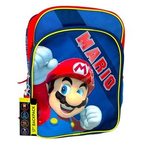 Super Mario Bros Nintendo 17" Backpack Book Bag padded Laptop Sleeve